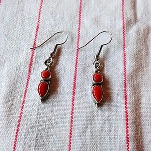 Sterling silver and coral earrings.